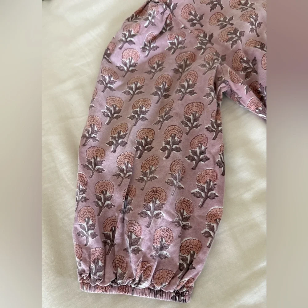 Victoria Dunn Hand Block Printed Tiered Maxi Cotton Dress, Lined, Small, Pink - Picture 9 of 9